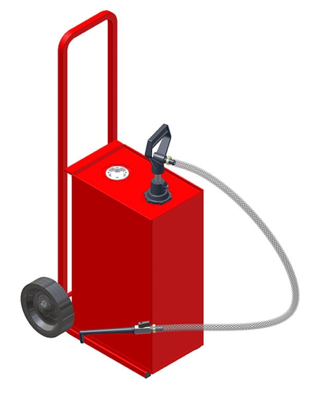 25 Litre Oil Dispenser Unit with Tank, Trolley and Pump (Red)