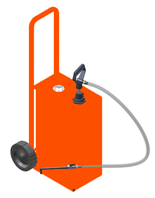 25 Litre Oil Dispenser Unit with Tank, Trolley and Pump (Orange)
