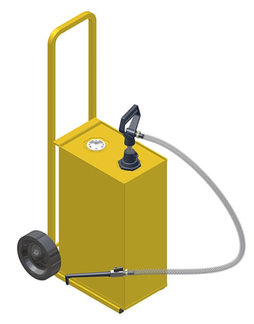 25 Litre Oil Dispenser Unit with Tank, Trolley and Pump (Yellow)